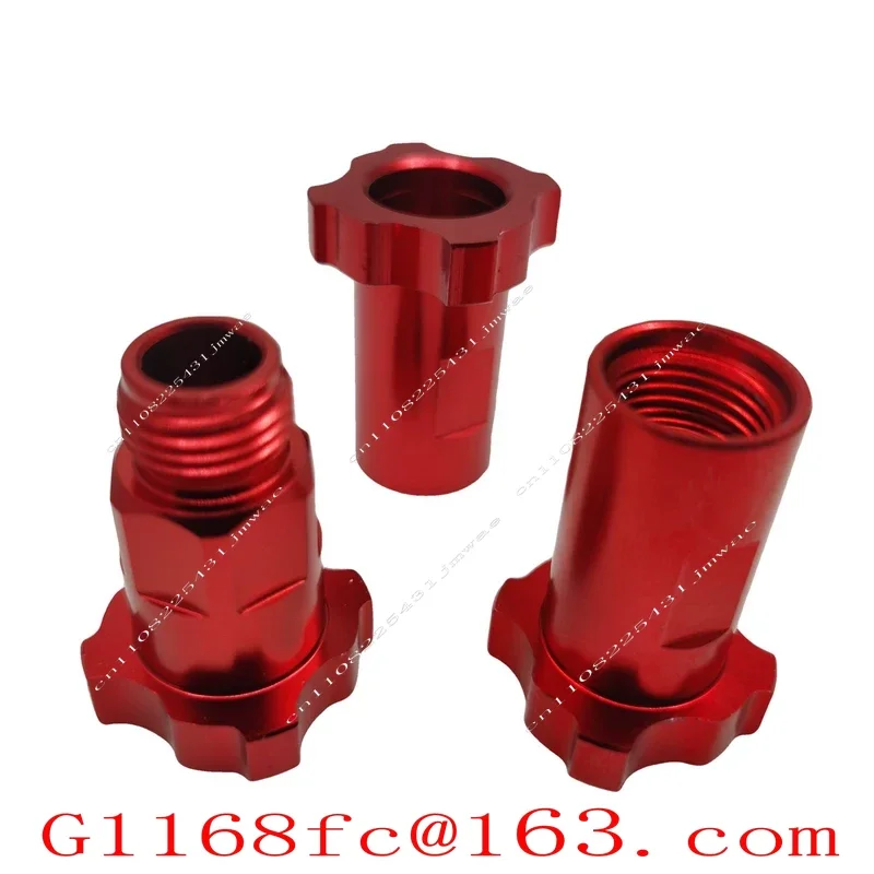 Painted Leave-in Cup Adapter, Aluminum Electrophoresis M16X1.5 Internal Thread, External Teeth M14X1.0 Fine Teeth