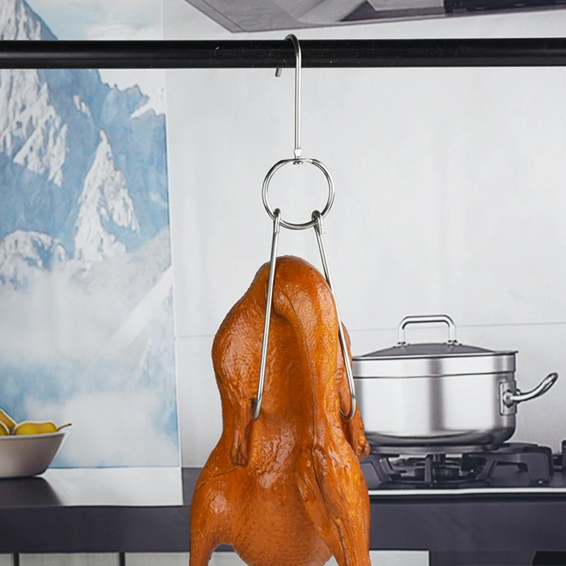 1PC Duck Butcher Meat Processing Drying Smoking Hanger Stainless Steel Bacon Hook BBQ Storage Hanger Bread Hook Tools