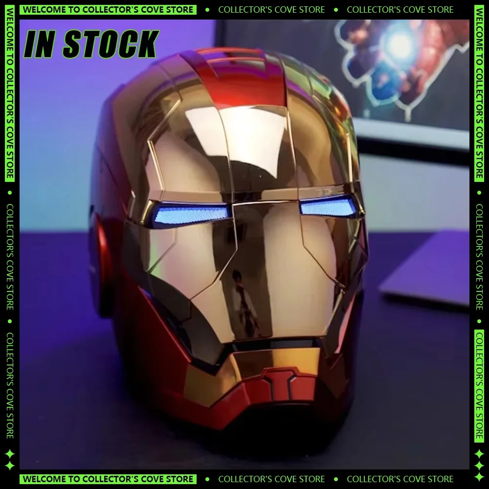 Iron Man Helmet MK5 LED Eyes 1/1 Cosplay Metal Mask Voice Control Avengers Electric Voice Control Helmet Xmas Gift Toys for Kids