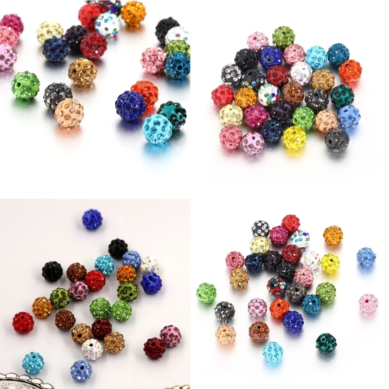 652F 100 pièces perles cristal 10mm, boule en argile pour collier Bracelet