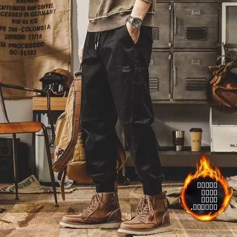 

Men's Fce Lined Casual Pants Autumn Winter Outdoor Workwear Loose Fit Trousers Breathable Comfortable Polyester Fibre