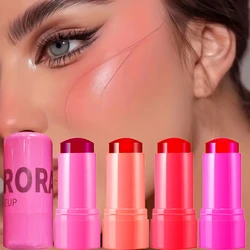 Jelly blush stick for lazy people to contour and even skin tone, to brighten and color lips and cheeks dual-use rouge