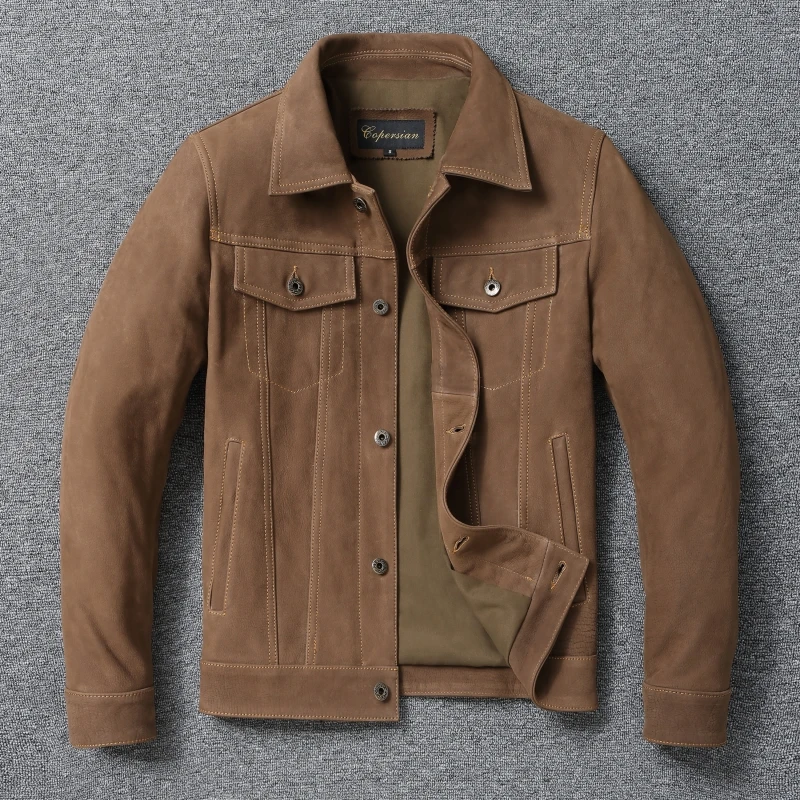 

Non-oiled Full-grain Cowhide Leather Jacket 507 Workwear Coat, Men's Vintage Denim-style Suede Leather Jacket