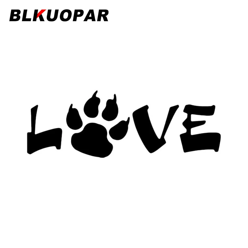 BLKUOPAR texto de amor huella de perro silueta pegatinas de coche moda personalidad calcomanía impermeable ventanas maletero motocicleta coche etiqueta