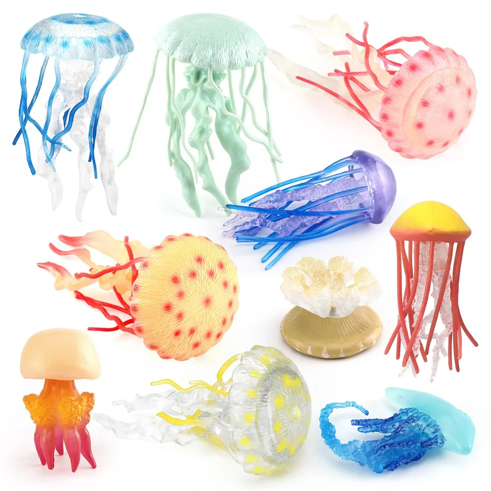 

Marine Animals Ocean Animal Figurine Solid multi-colored Jellyfish Starfish Anemones Lifelike Plastic