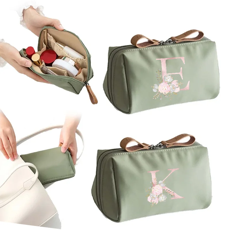 Portable Travel Cosmetic Bag Women's Mini Waterproof Nylon Makeup Pouch Lipstick Storage Bag Japanese Style Cosmetic Case