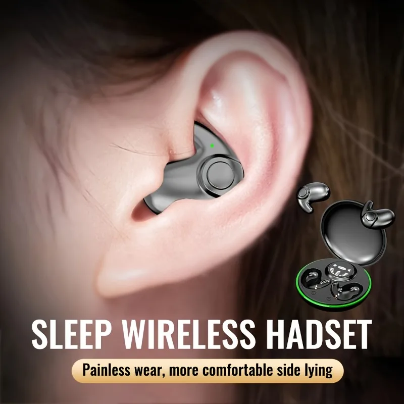 

1P Invisible Sleep Wireless Bluetooth Earphones, Sleeping Earbuds for Side Sleepers Built-in Mic, with Type-C Fast Charging Case