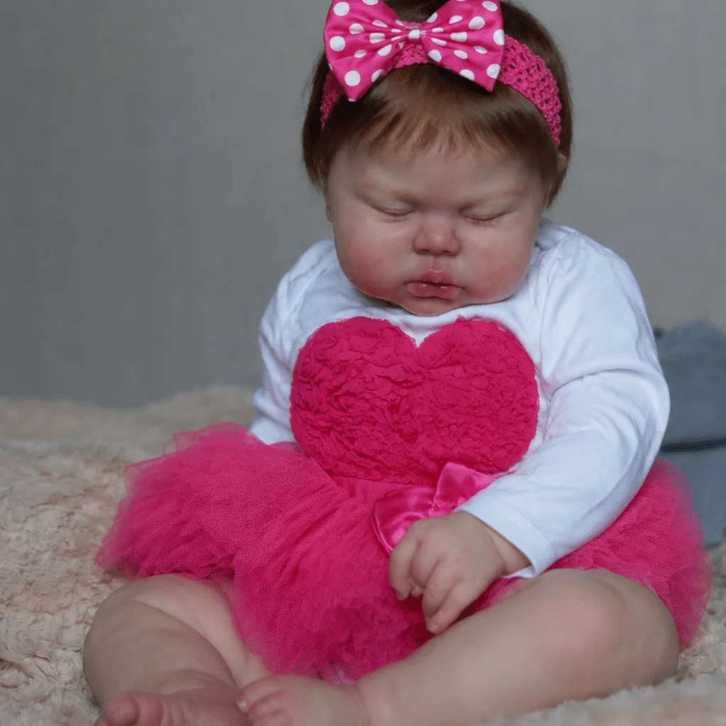 BZDOLL Full Vinyl Body Collectable Humanoid Toy For Girl, 48CM Asleep Reborn Baby Doll, Handmade with Rooted Hair, Birthday Gift