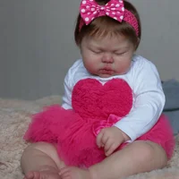 BZDOLL Full Vinyl Body Collectable Humanoid Toy For Girl, 48CM Asleep Reborn Baby Doll, Handmade with Rooted Hair, Birthday Gift