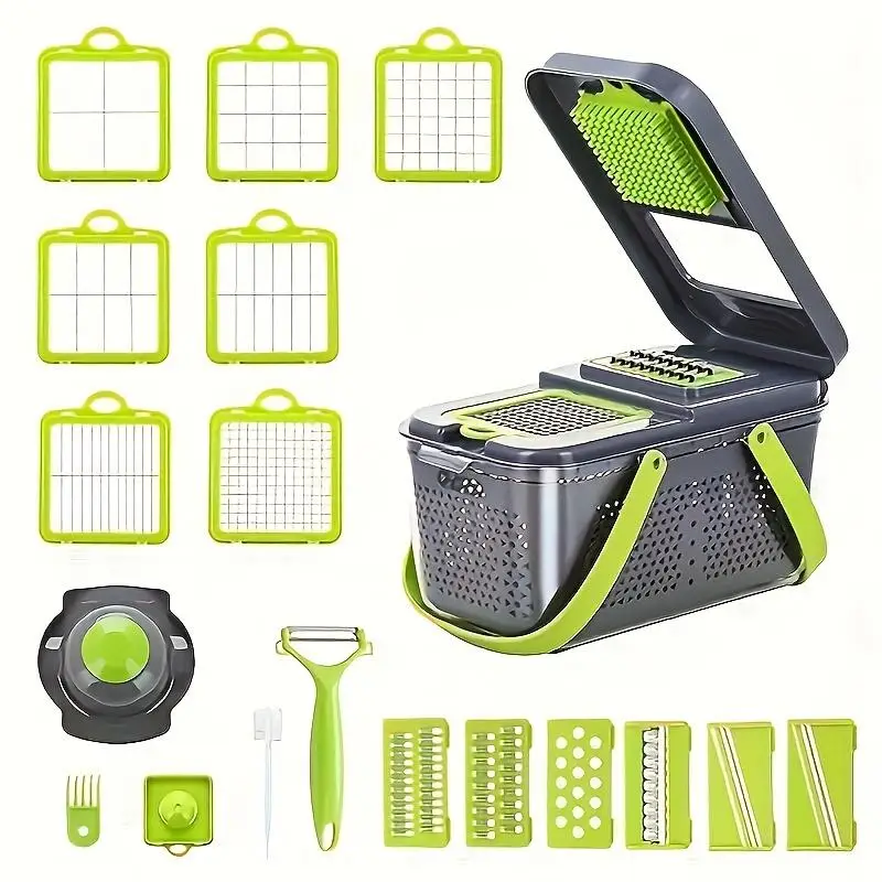 1PC multifunctional vegetable cutting artifact, vegetable and fruit chopping and dicing artifact, grater, fresh-keeping storage