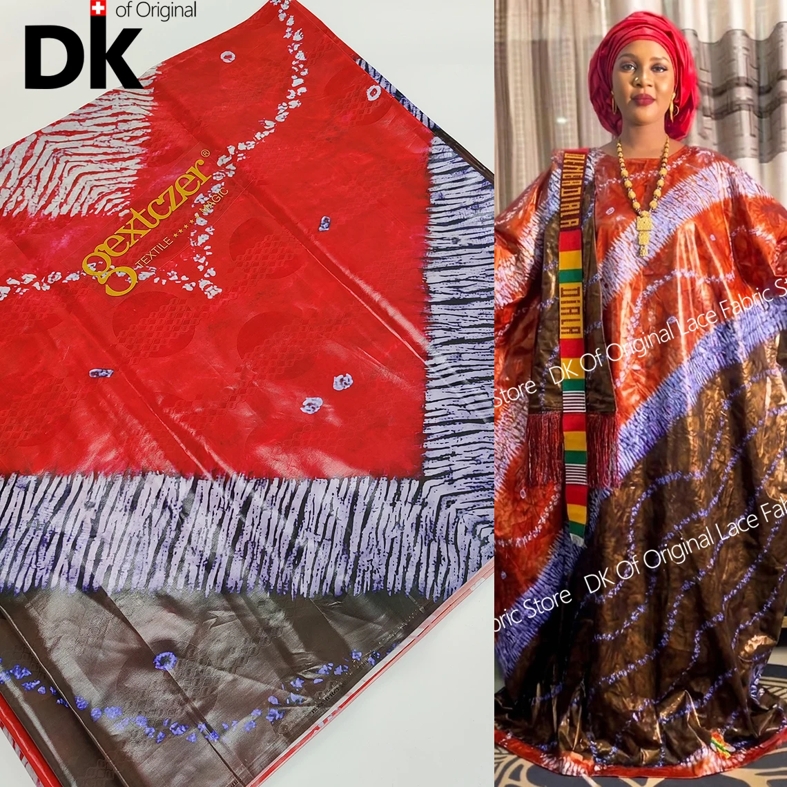 

Factory Printing Bazin Fabric Original 2026 High Quality 3 Meters Jacquard Shining No Fading Basin Nigeria Wedding Material