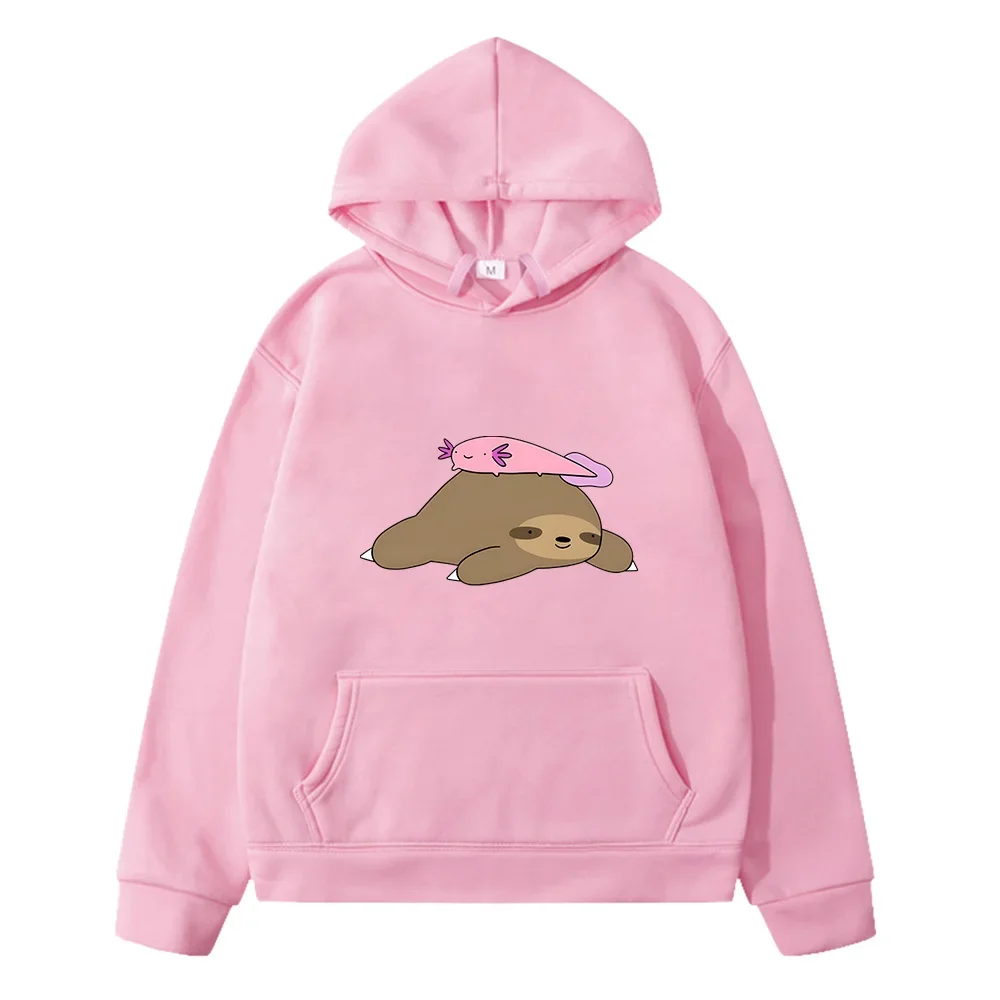 

Raccoon and Axolotl Salute Kids Clothes Hoodies Women Cute Anime Streetwear Winter Warm Y2k Sweatshirts Manga 90s Hoody Female