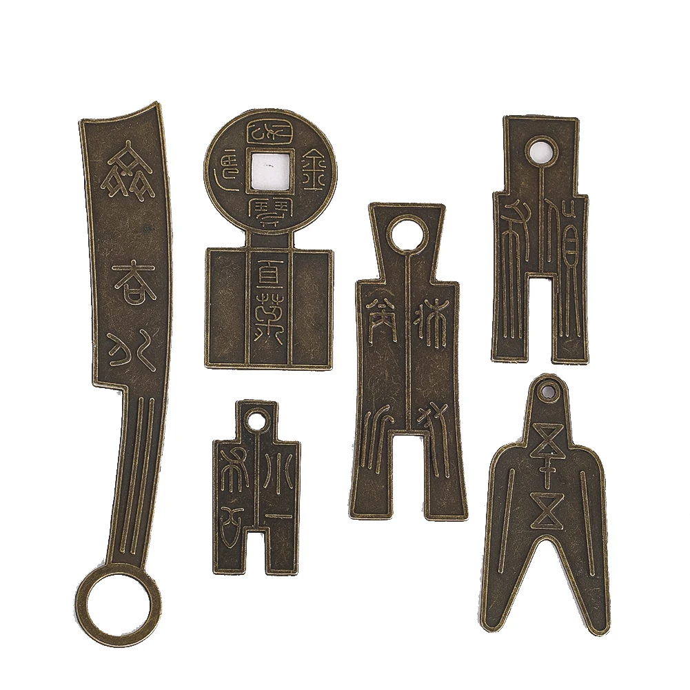 6pcs/set Ancient Chinese Knife Coins Collections Figurines Miniatures Warring States Period Dynasty Time Coin Home Decor Craft