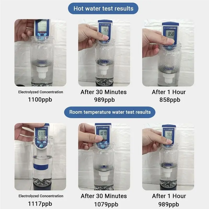 ABUN Hydrogen Water Bottle 420ml 1400 Ppb, PEM SPE Technology Portable Ionizer Machine, Rechargeable Glass Stainless Steel Gold