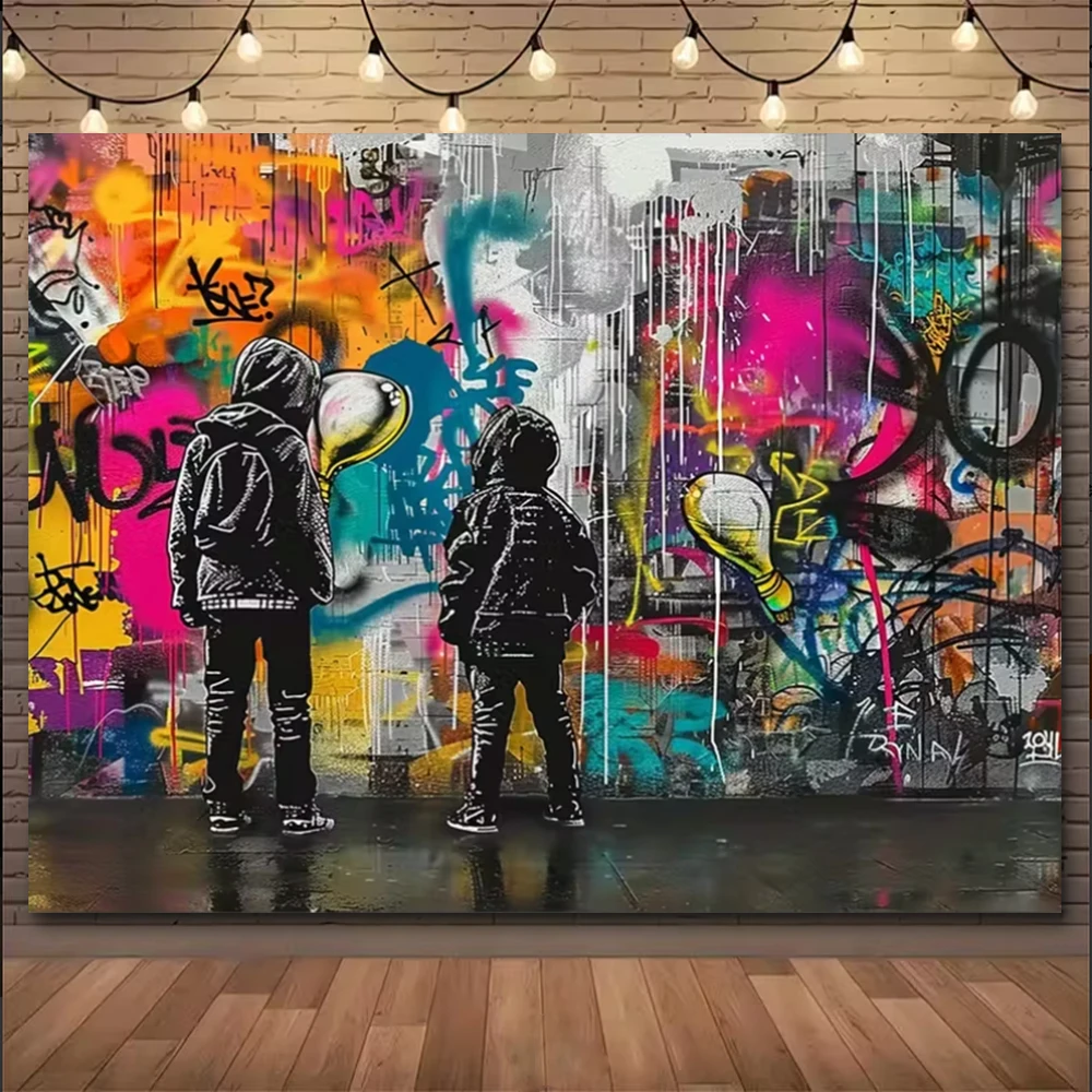الحضرية الإبداعية الكتابة على الجدران خلفية الديكور شارع الفن رذاذ اللوحة حفلة عيد ميلاد لعبة غرفة نوم خلفية الإمدادات #2