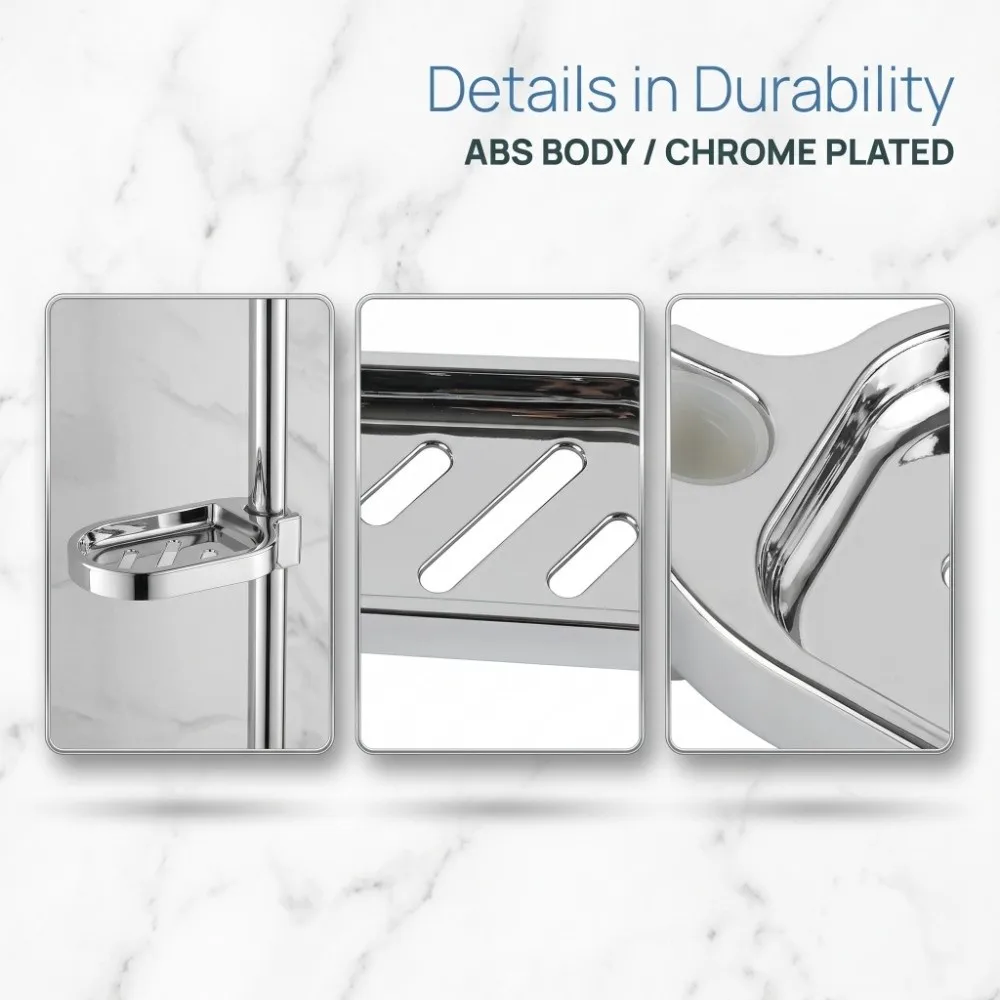 Practical Gadget ABS Soap Dish Clip-on Design Silver Soap Holder Practical No Drill Soap Tray Bathroom Shower Kitchen Sink