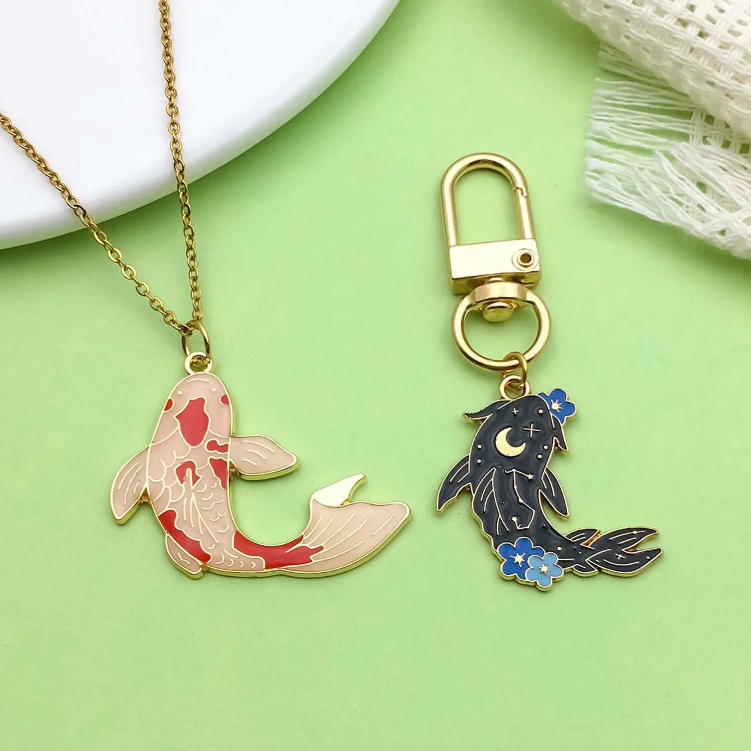 8/10pcs Enamel Lucky Koi Fish Design Charms Alloy Chinese Style Pendants for DIY Bracelet Necklace Jewelry Making Accessories