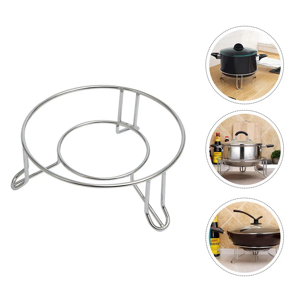 

1pc Stainless Steel Pot Rack Heat Resistant Insulated Stand For Pots Pans Kitchen Storage Organizer Holder Steaming Rack Cooking