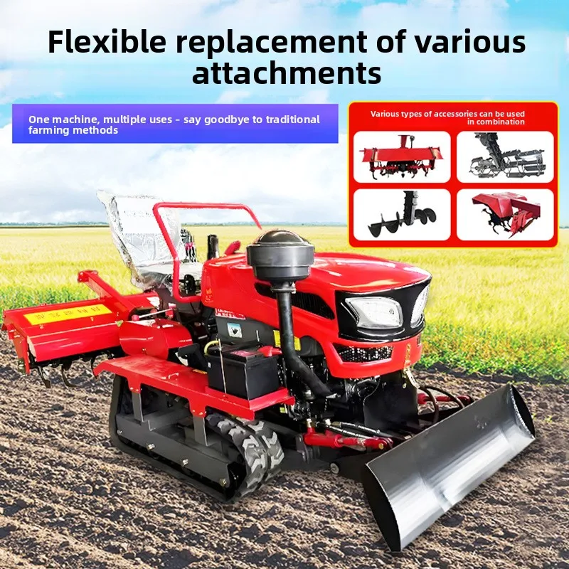 2026 Small Agricultural Water And Dry Land Dual-Purpose Crawler Greenhouse Tiller Cross-Border Export Rotary Tiller