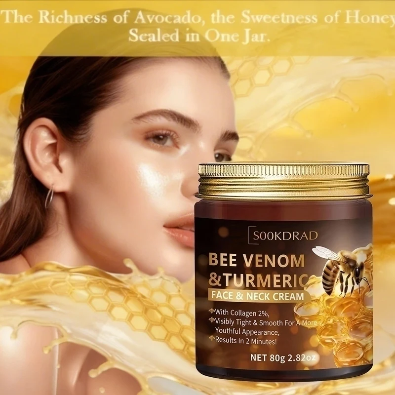 Bee Venom Turmeric Face Neck Cream 2% Collagen, 80g, Vibrant Daily Care, Smooth & Tight Skin