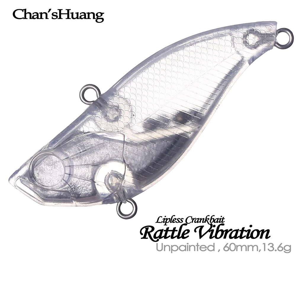 

Chan’sHuang 20PCS Unpainted Blanks Bait 60mm 12.5g Rattle Vibration Sinking VIB Lipless Crankbait DIY Artificial Fishing Lure