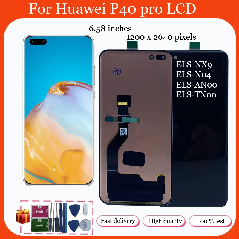 

Сменный экран AMOLED, для Huawei P40 Pro ELS-NX9, ЖК-дисплей, цифровой сенсорный экран с рамкой в сборе