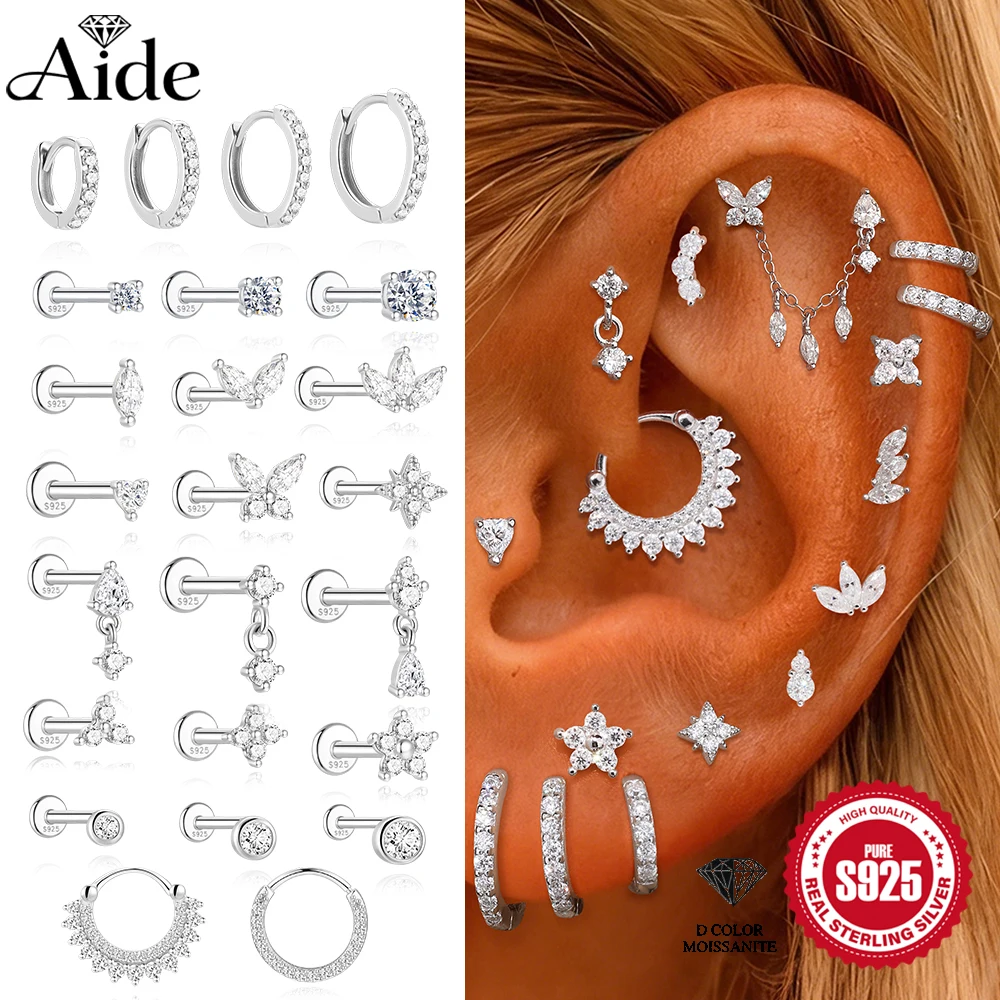 AIDE Certified Moissanite Earring 925 Sterling Silver Piercing Woman Jewelry Heart Tassel Chain Butterfly Star Luxurious Gift view 2