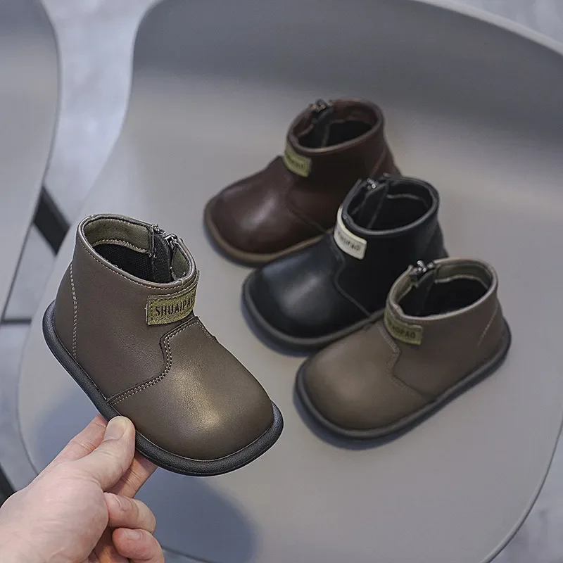 Bottes de neige en peluche à semelle souple pour enfants, chaussures décontractées pour bébés filles et garçons, chaussures d'extérieur pour tout-petits, automne et hiver