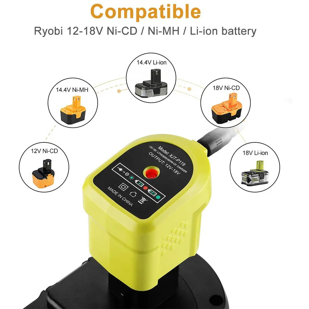 【A43M】P119 Nicd Lithium- Dual Battery For Ryobi 18V ONE+ Battery P102 P103 P104 P105 P107 P108, US Plug