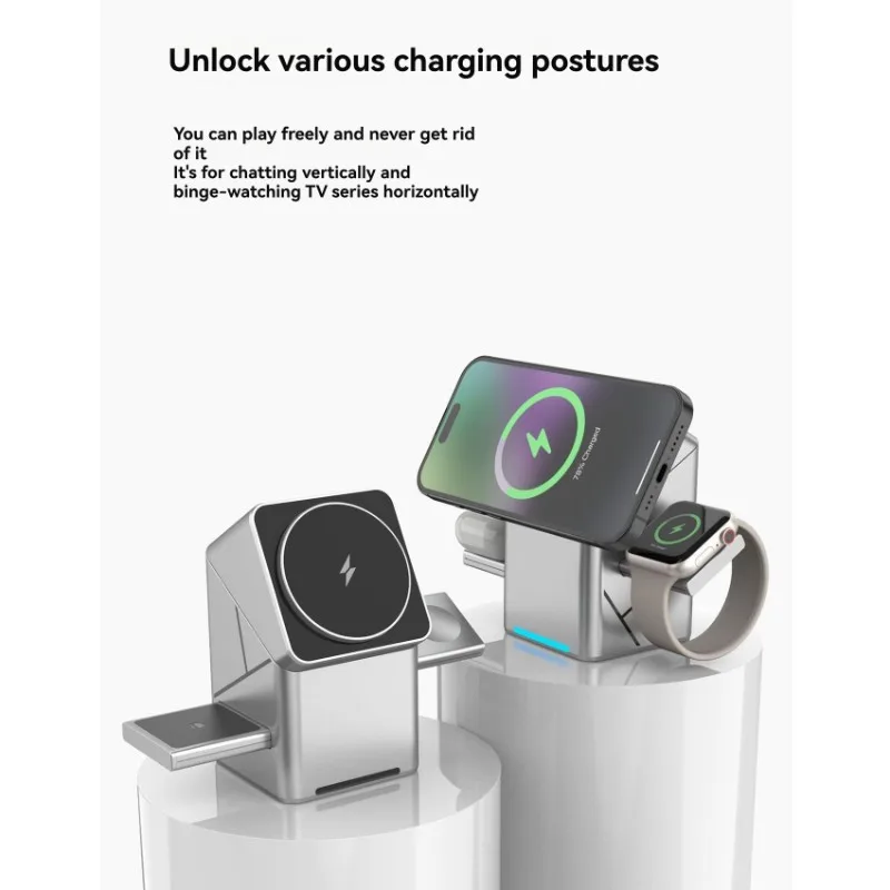 

Беспроводная зарядная станция 3-в-1 с быстрой зарядкой 15 Вт и магнитным креплением для устройств, доставка за 24 часа