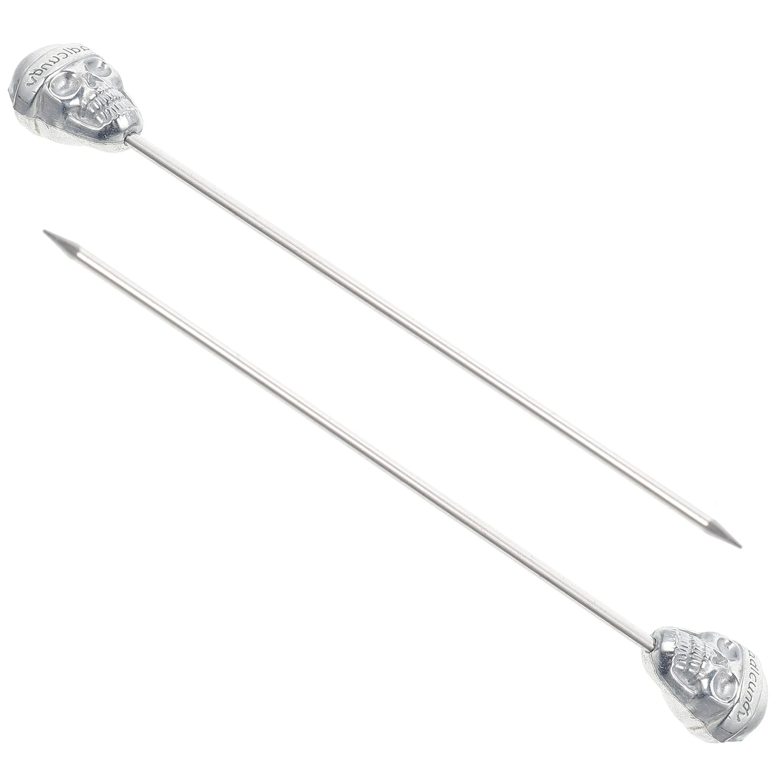 

2Pcs Skull Head Fruit Picks Stainless Steel Portable Cocktail Picks for Red Wine Tea Decorations Cocktail Ornaments