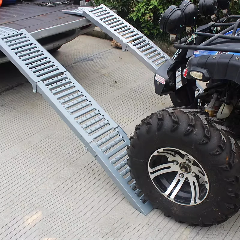 Portable Folding Metal Ramp Vehicle Access Ramp 1000KG Capacity Loading Ramp Suitable for ATVs/UTVs/Motorcycles