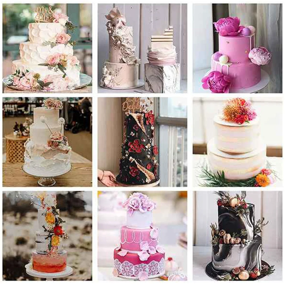 ABMO Cake Plate,5 Cake Stand, Cake Base (9/12/16/20/20 Cm) With 15 Dowel Rods, Reusable For Tiered Stacked Cakes, For Wedding