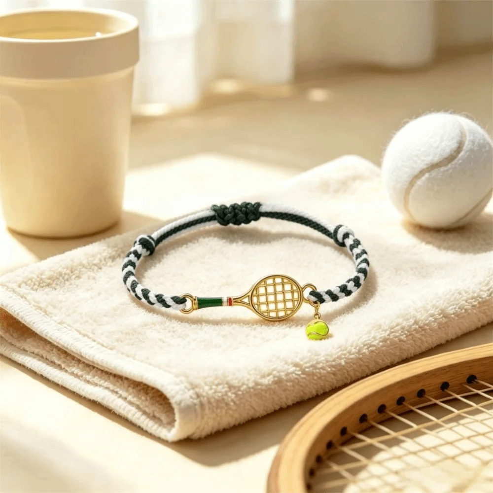 Adjustable Tennis Racket Bracelet Lightweight Design Vintage Style Handwoven Bracelet Handwoven Copper Material Couple Bracelet