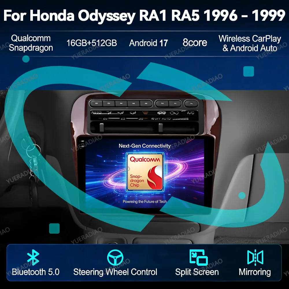 Android 17 Car Radio For Honda Odyssey RA1 RA5 1996 - 1999 GPS NAVI BT 4G LTE 5G WIFI Head Unit Multimedia Stereo Video Player