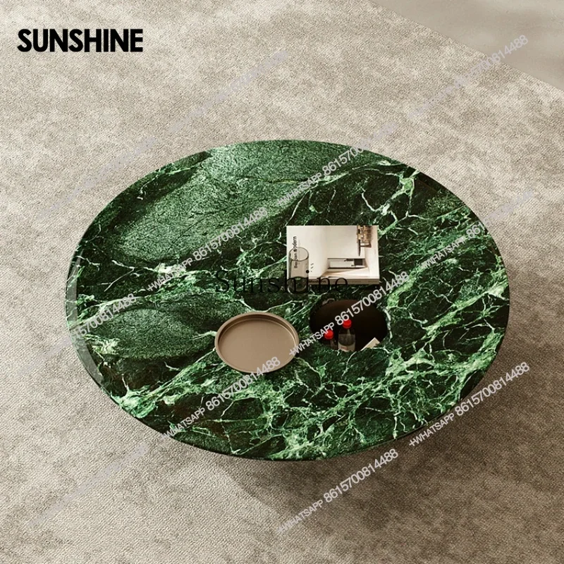 Premium simple rotating storage marble round coffee tableX