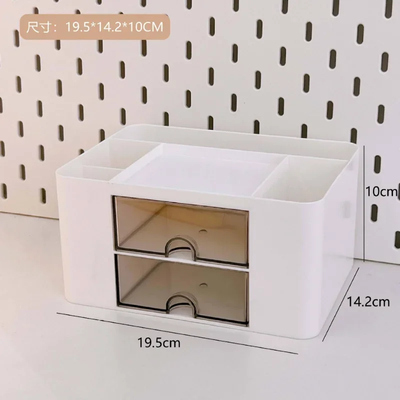 Simple Pen Holder With Drawer Multifunction Desktop Organizer Stationery Storage Box With Sticker Student Office Desk Decoration