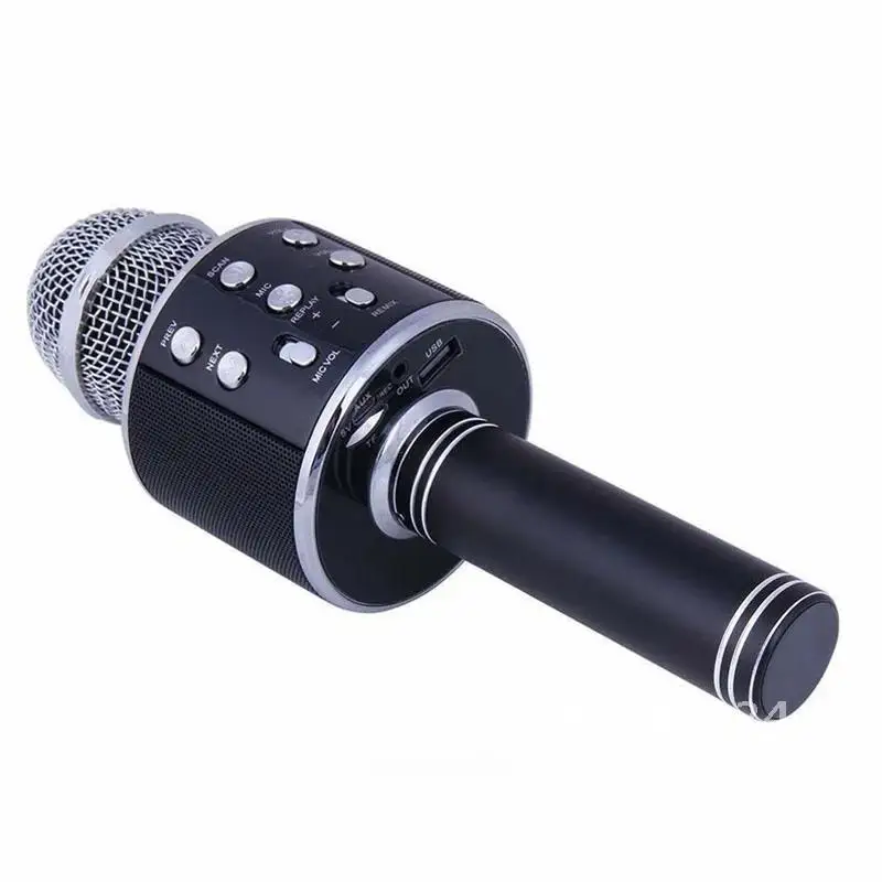 

Wireless Karaoke Microphone Bluetooth Handheld Portable Speaker Home KTV Player with Dancing LED Lights Record Function for Kids