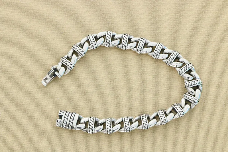 Wholesale 925 sterling silver woven bracelets for men and women, personalized ethnic trendsetters, Thai silver hip-hop accessori