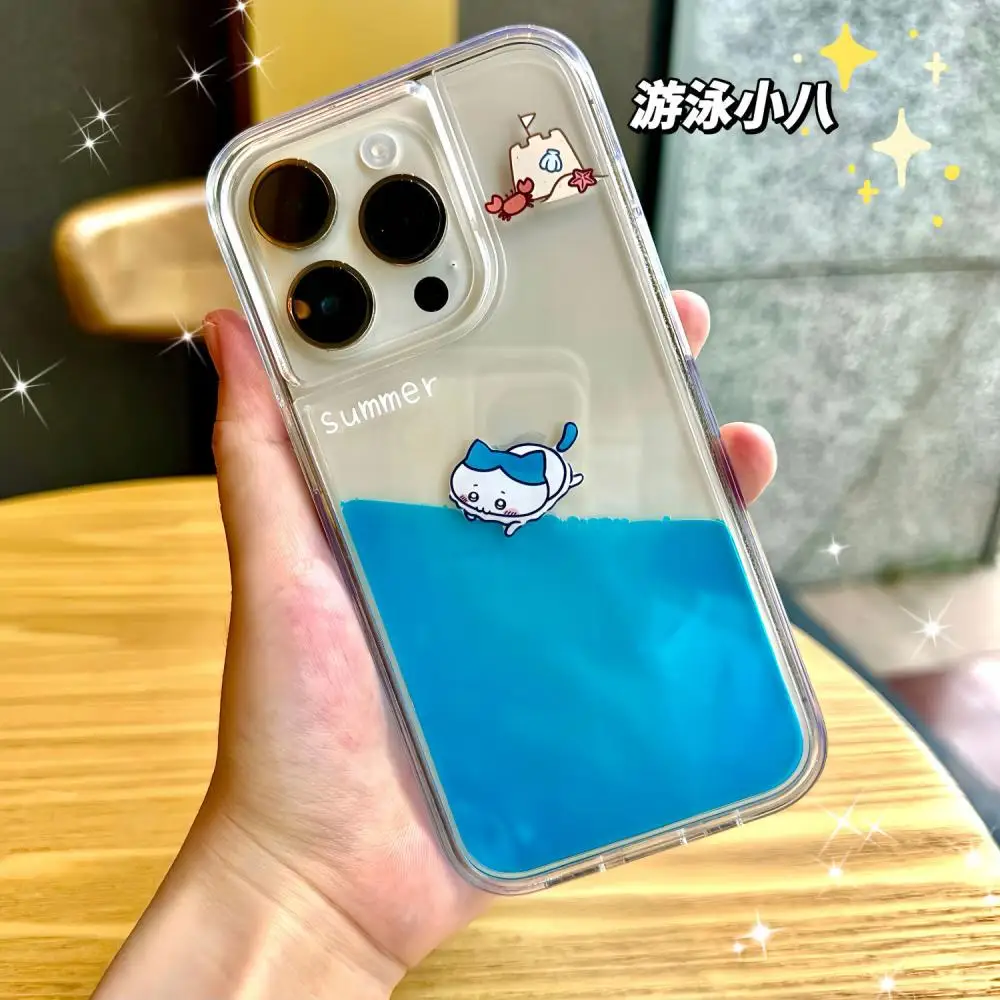 new Kawaii Chiikawa Phone Case for Iphone 15 14 13 Pro Max 11 12 13 Pro Transparent Air Cushion Soft Case Anti Drop Girl Y2K