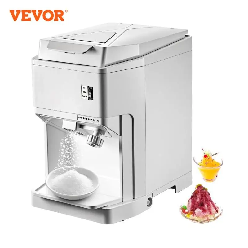 Vevor cubo elétrico granizando máquina de gelo 120 kg/h comercial cone neve chopper triturador triturador liquidificador casa floco fabricante