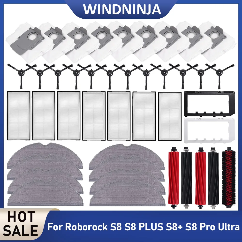 

Набор роботов-пылесосов для Roborock S8 S8 PLUS S8+ S8 Pro Ultra Фильтры Основная роликовая щетка Боковая щетка Швабра Подушечки Мешки для пыли