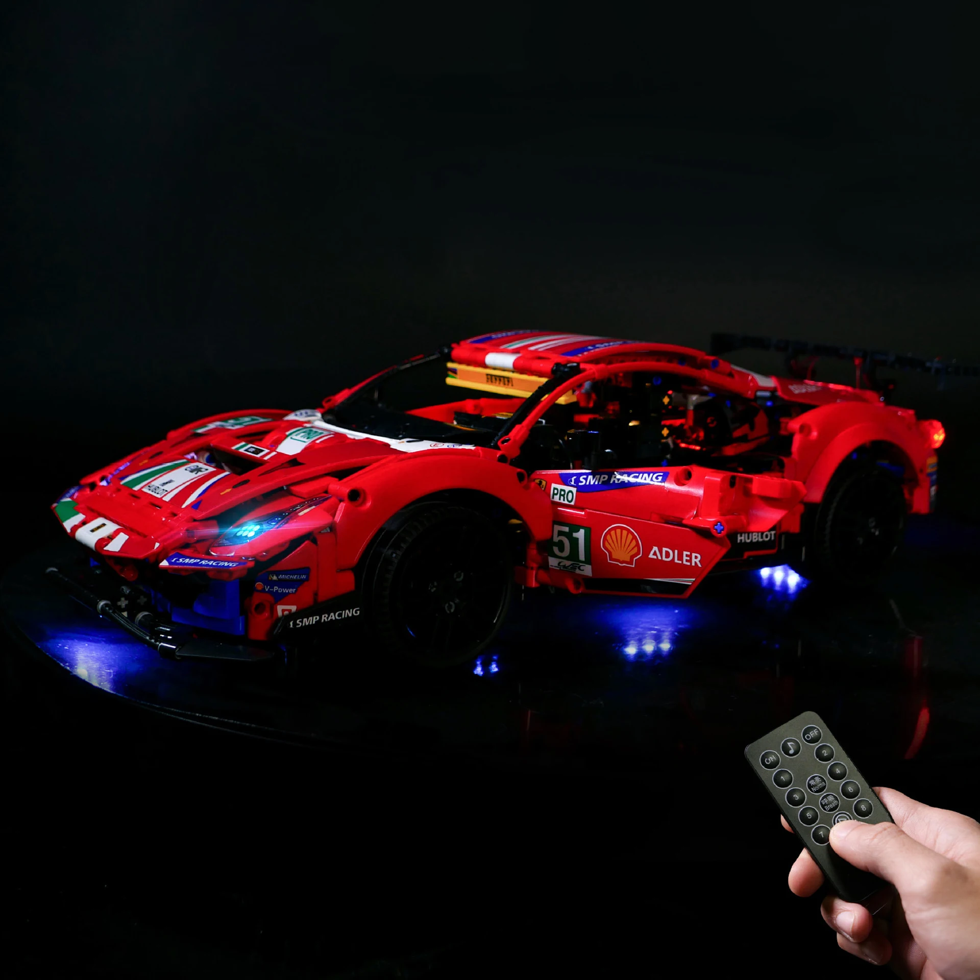 

DIY LED Light Kit Scuderia Red Racer Light Kit Remote RGB LED for 42125 Endurance Chassis Display (Lights Only)