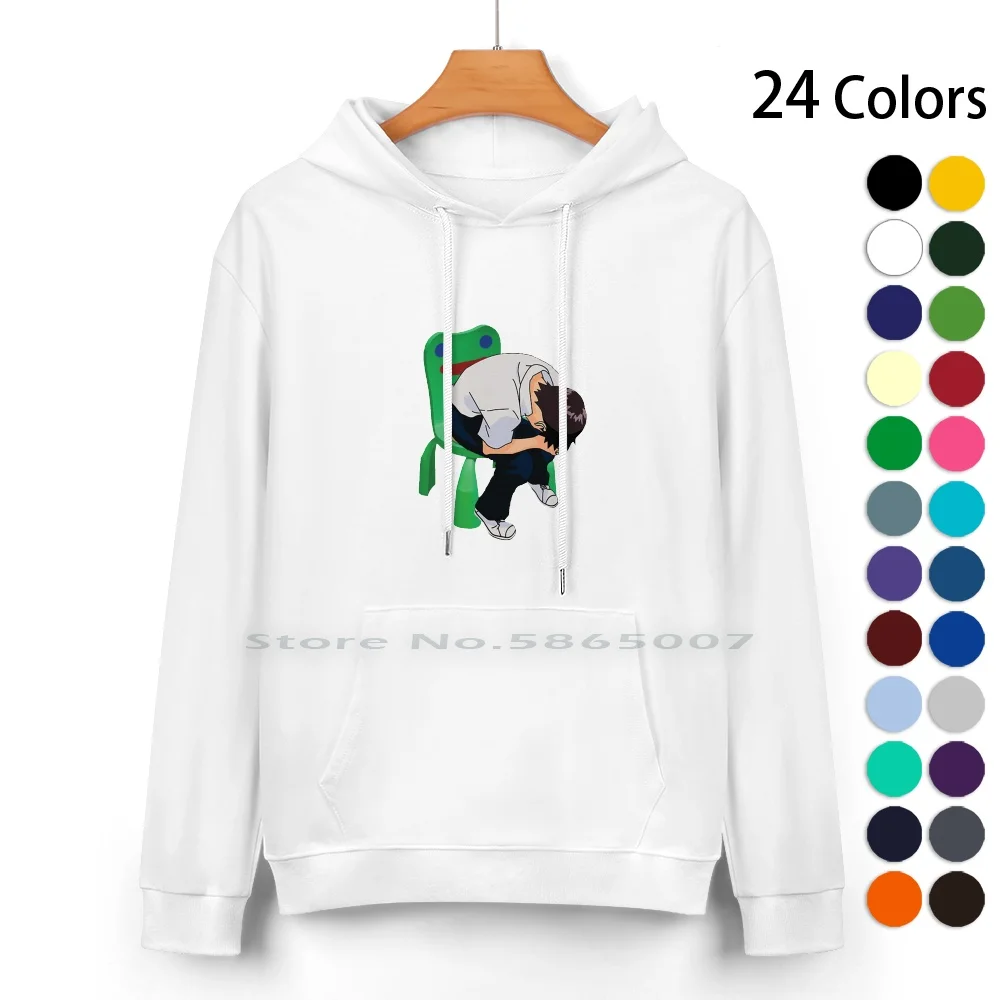 Shinji Ikari In The Froggy Chair Pure Cotton Hoodie Sweater 24 Colors Shinji Ikari Tokyo 3 Froggy Chair Gay Queer Lesbian Trans