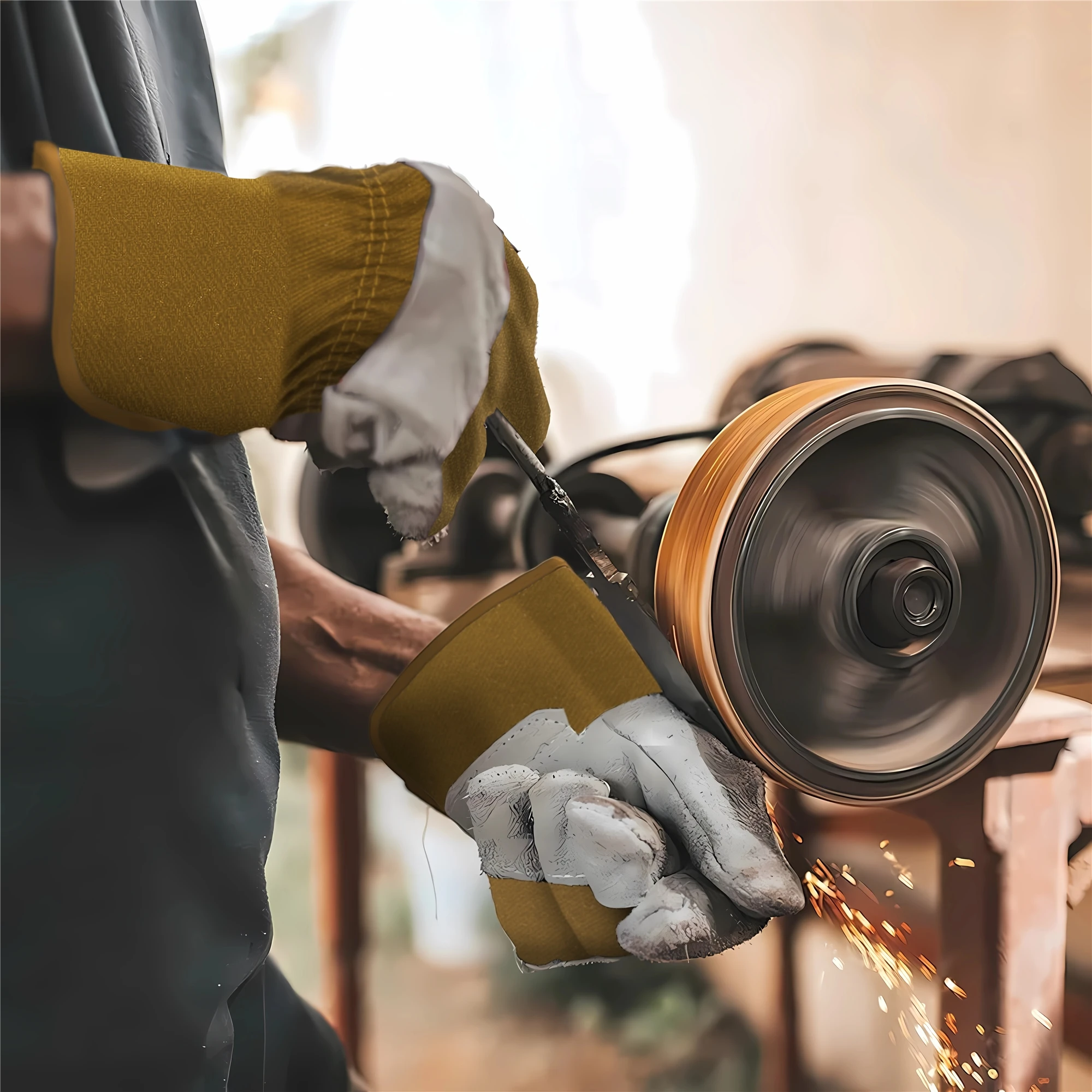 Guanti da lavoro in pelle crosta di vacchetta Saldatura Caccia Guida Agriturismo Protezione di sicurezza Guanti da guida per camion resistenti