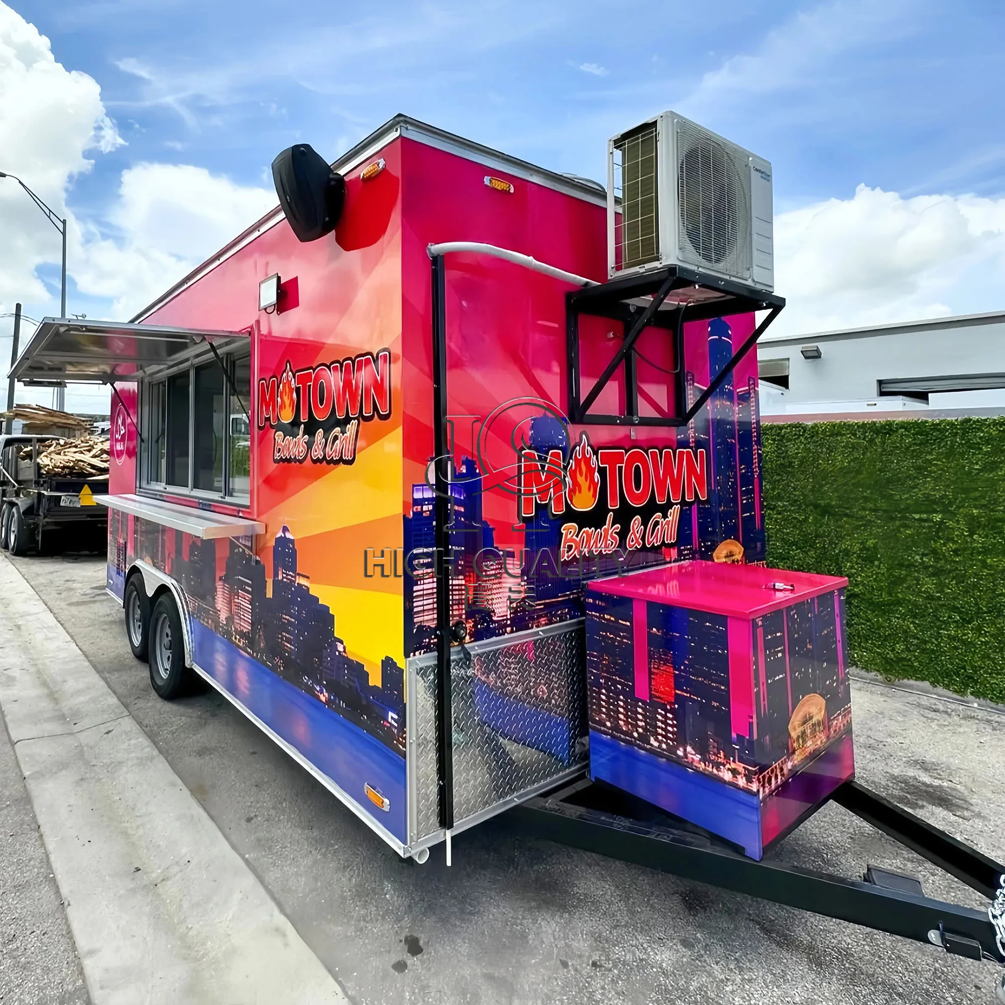 Mobile Fast 16ft Food Truck with Full Kitchen Pizza Oven and Barbecue Grills Clearance Sale Items Food Truck Mobile With Kitchen