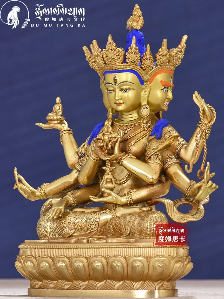 Dum Thangka, Venerable Buddha Mother Buddha Statue Tibetan Tantra Pure Copper Gilt Home Living Room Bronze Statue Ornament Pleas