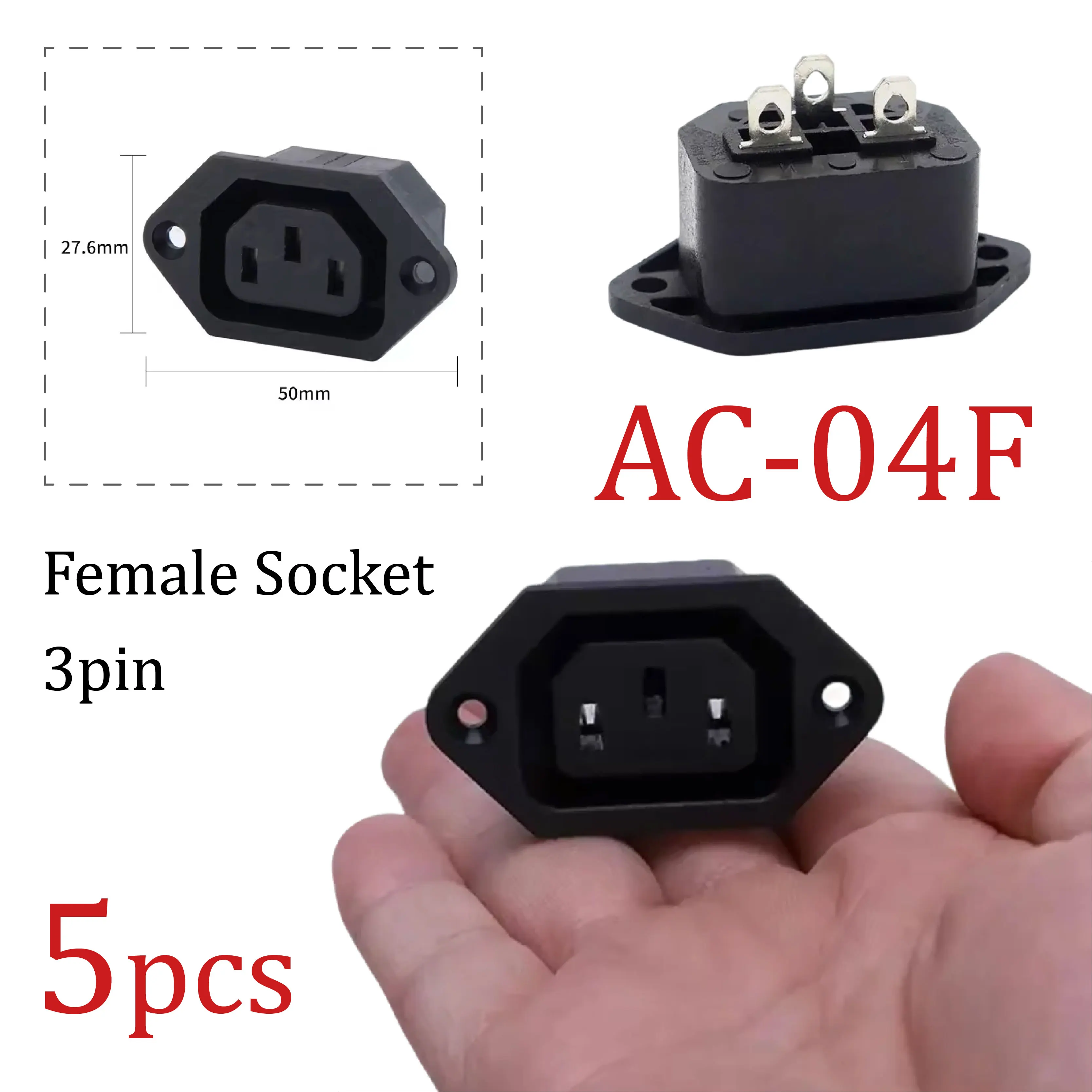 

AC-04F IEC320 10A 250V Гнездовой разъем C13 C14 Вилка 3-контактная розетка переменного тока