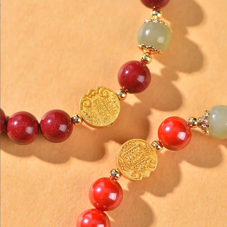 2026 New Natural Raw Ore Cinnabar Bracelets for Women High Content Purple Gold Sand Bracelets for Men Gifts