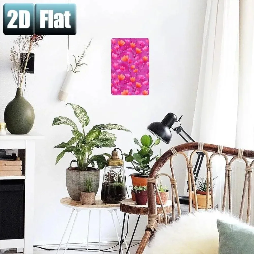 Watercolor Pink Orange Flower Custom Tin Wall Sign [2D Flat] 8×12in Single Panel Wrought Iron Home Decor Only For Decoration